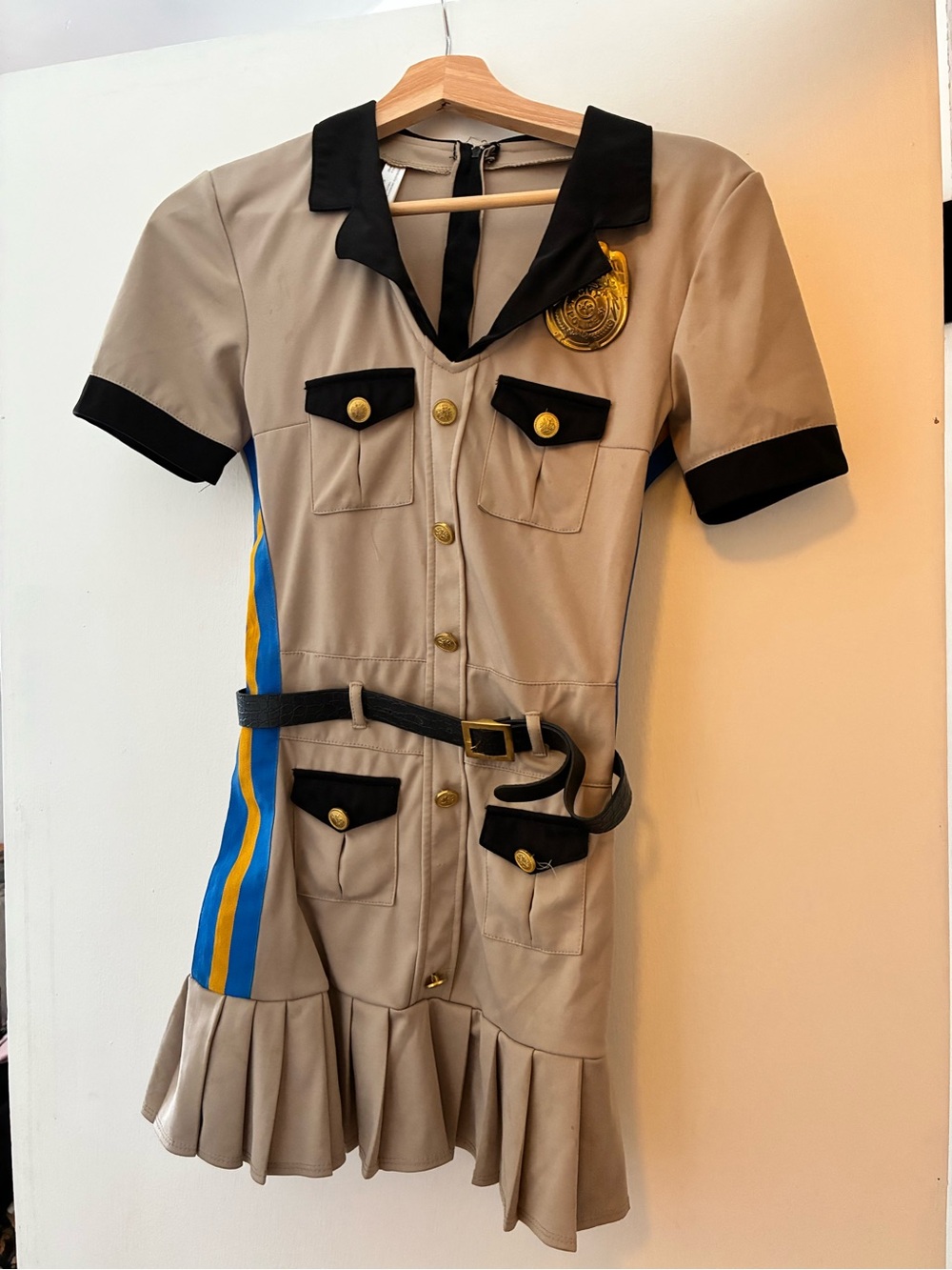 Beige and Black Girl Womenโs ' Highway Patrol Dress Halloween Costume